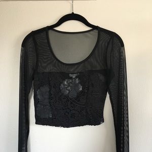 Floral & Mesh Crop Top